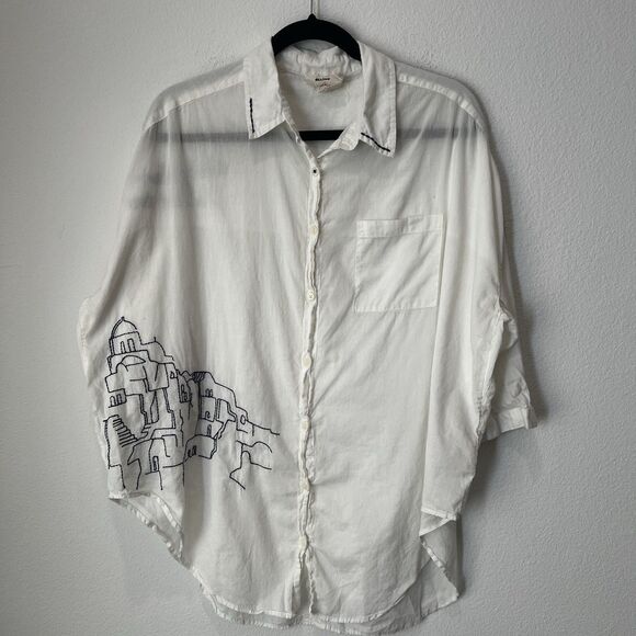 Anthropologie Allihop White Cotton Don’t Follow Me Top Sz S Boho Travel Resort - Picture 2 of 9